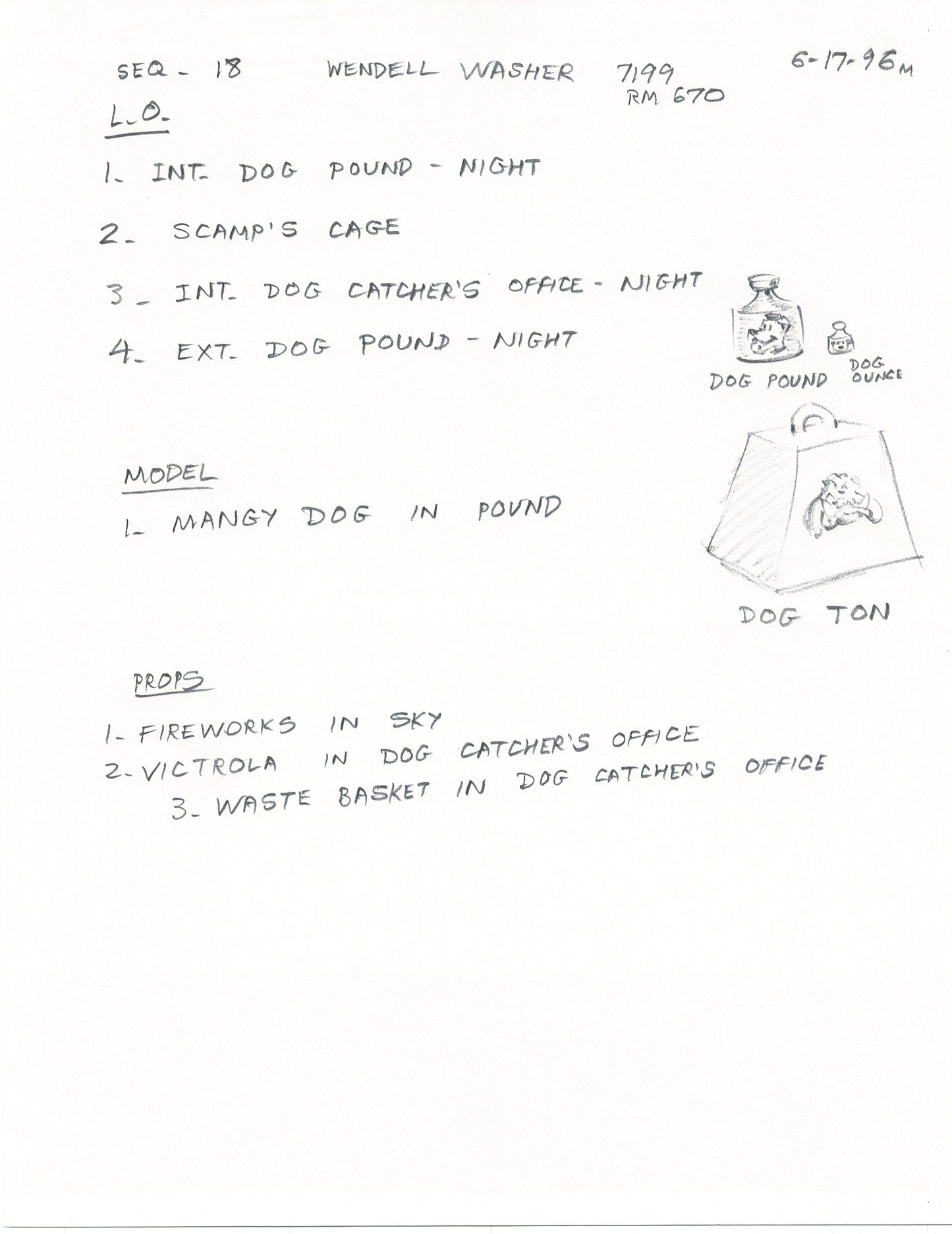 LADY and the TRAMP 2 Disney Production Drawing from Animator Wendell Washer's Estate 2001 B5