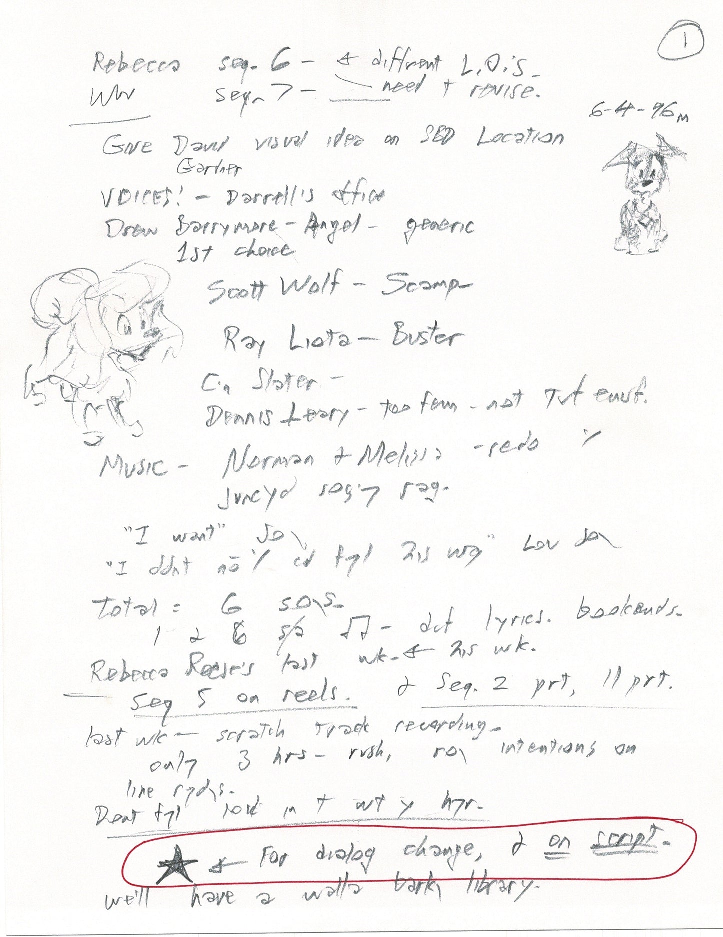 LADY and the TRAMP 2 Disney Production Drawing from Animator Wendell Washer's Estate 2001 B44