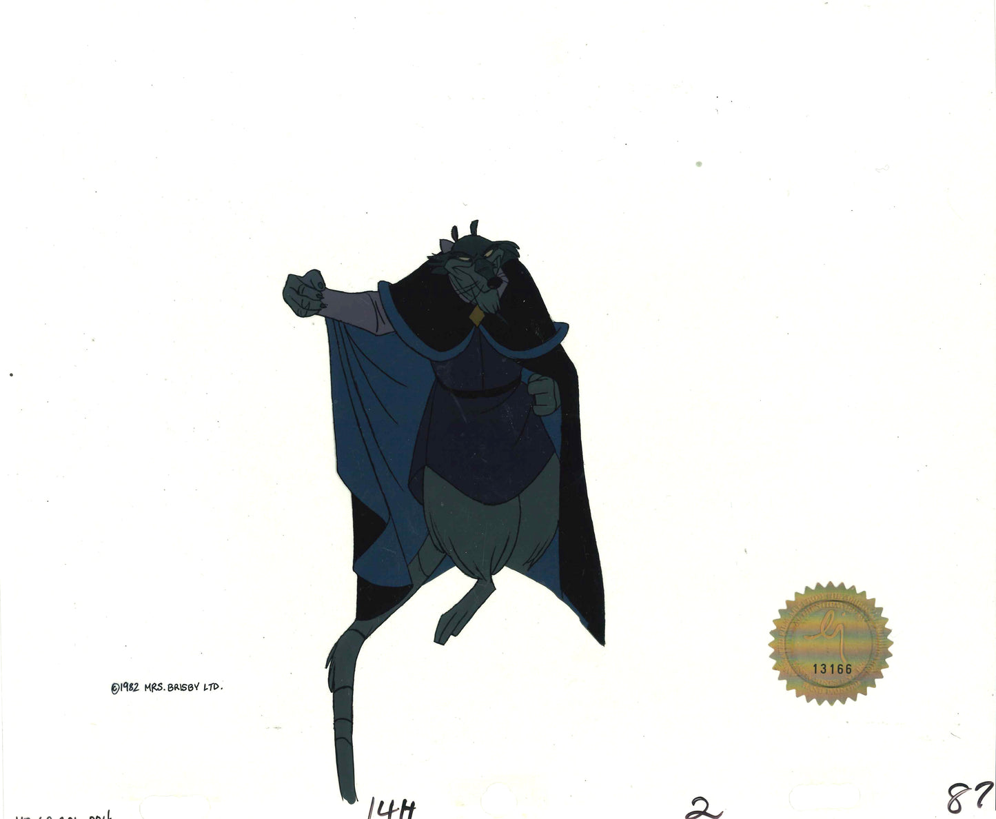 Don Bluth Secret of NIMH Jenner 1982 Original Production Animation Cel Used to make the cartoon 201-004