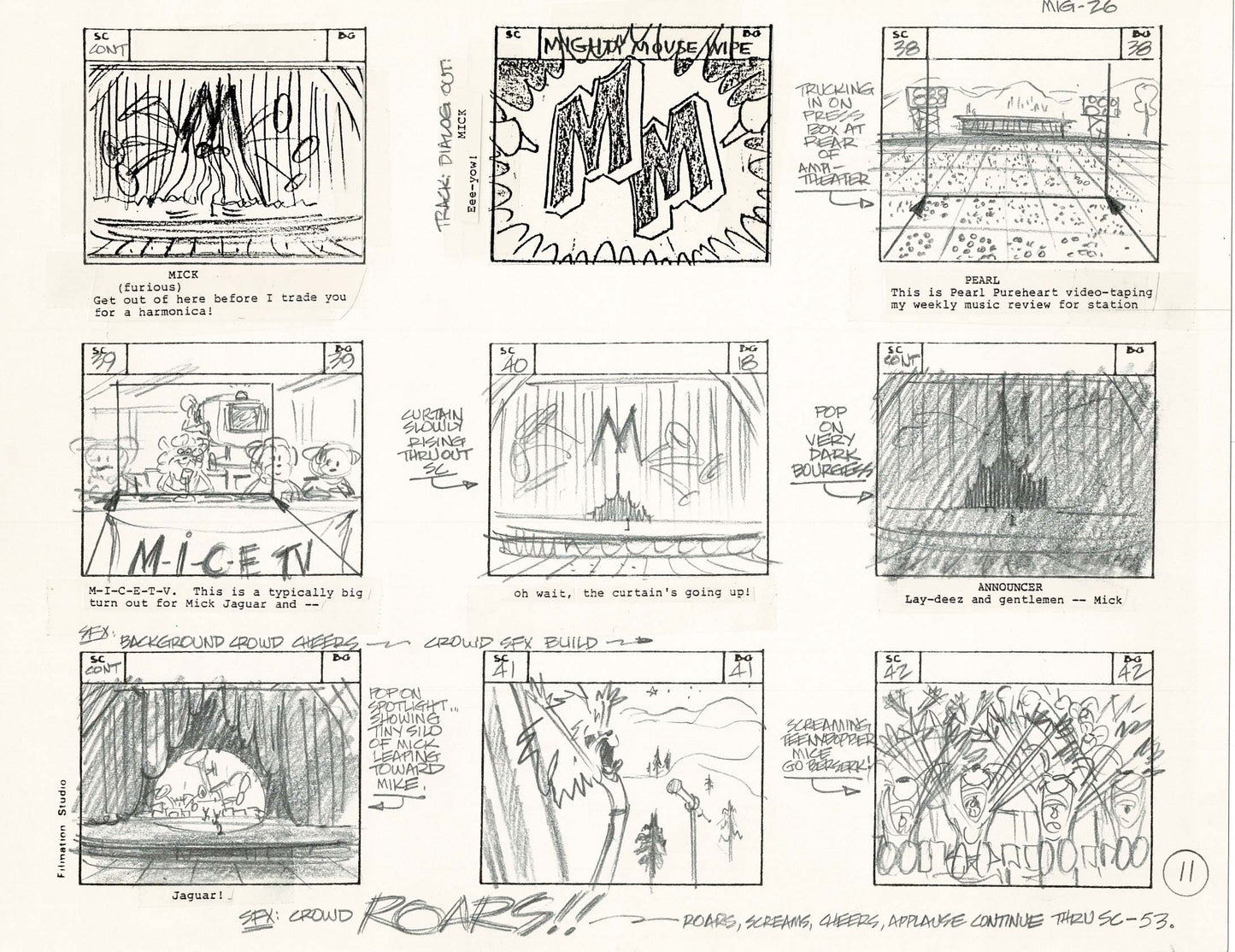 Mighty Mouse Hand-Drawn Animation Production Storyboard 1979 Ep 7 A-011