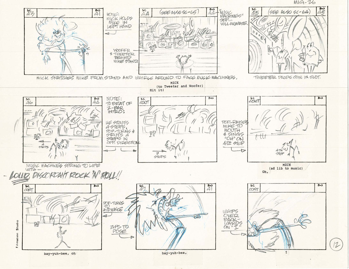 Mighty Mouse Hand-Drawn Animation Production Storyboard 1979 Ep 7 A-012