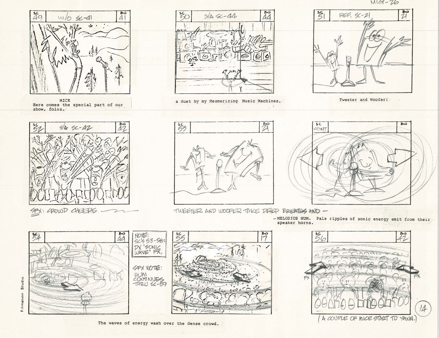 Mighty Mouse Hand-Drawn Animation Production Storyboard 1979 Ep 7 A-014