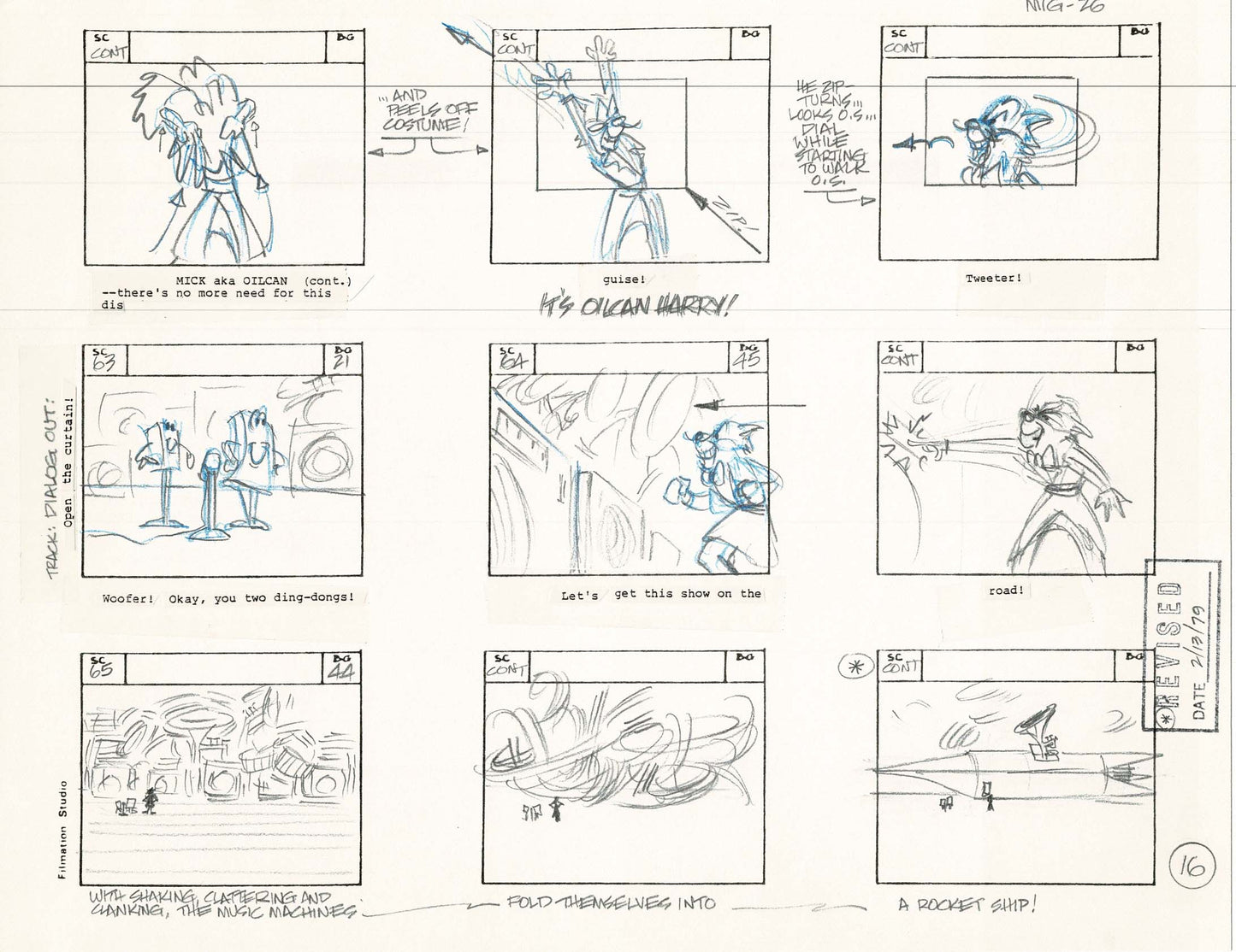 Mighty Mouse Hand-Drawn Animation Production Storyboard 1979 Ep 7 A-016