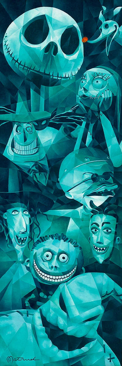 Nightmare Before Christmas Walt Disney Fine Art Tom Matousek Signed Limited Edition of 195 Canvas Print "Faces of Halloween" REGULAR Edition