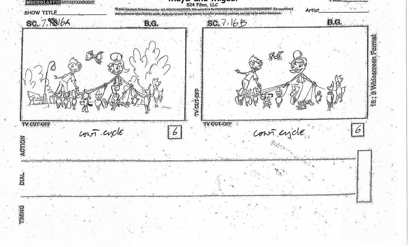 Maya and Miguel Opening TWO Production Animation Storyboard Copies PBS C-3-4