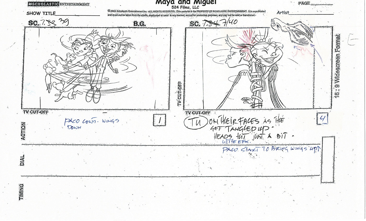 Maya and Miguel Opening TWO Production Animation Storyboard Copies PBS C-11-12