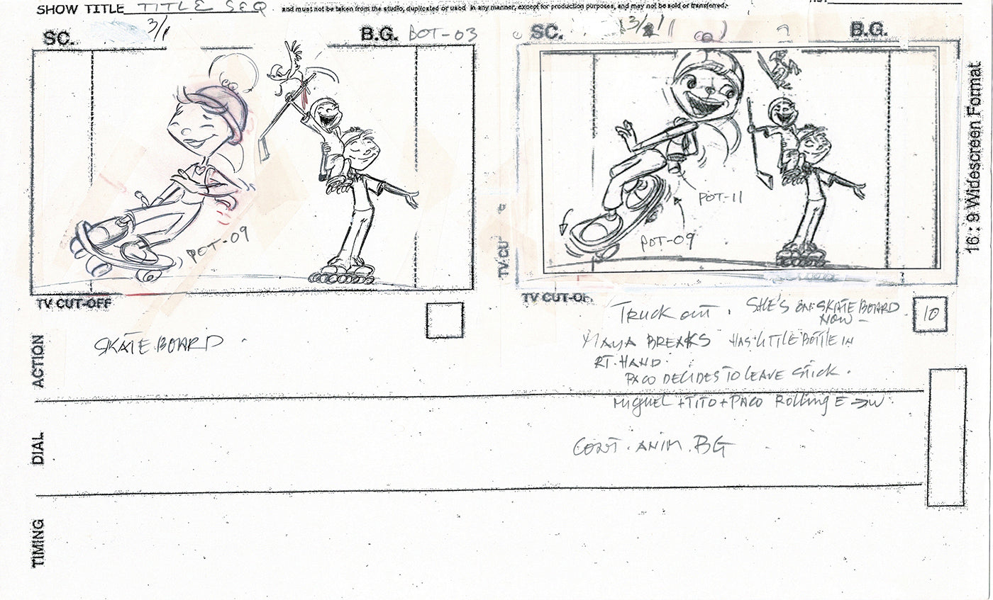 Maya and Miguel OPENING Hand-Drawn Production Animation Storyboard PBS D-2