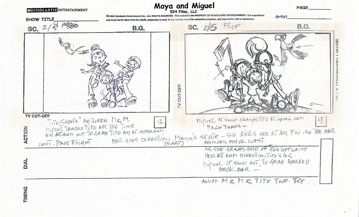 Maya and Miguel OPENING Hand-Drawn Production Animation Storyboard PBS D-3
