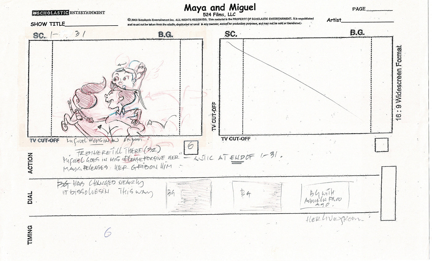 Maya and Miguel OPENING Hand-Drawn Production Animation Storyboard PBS D-5