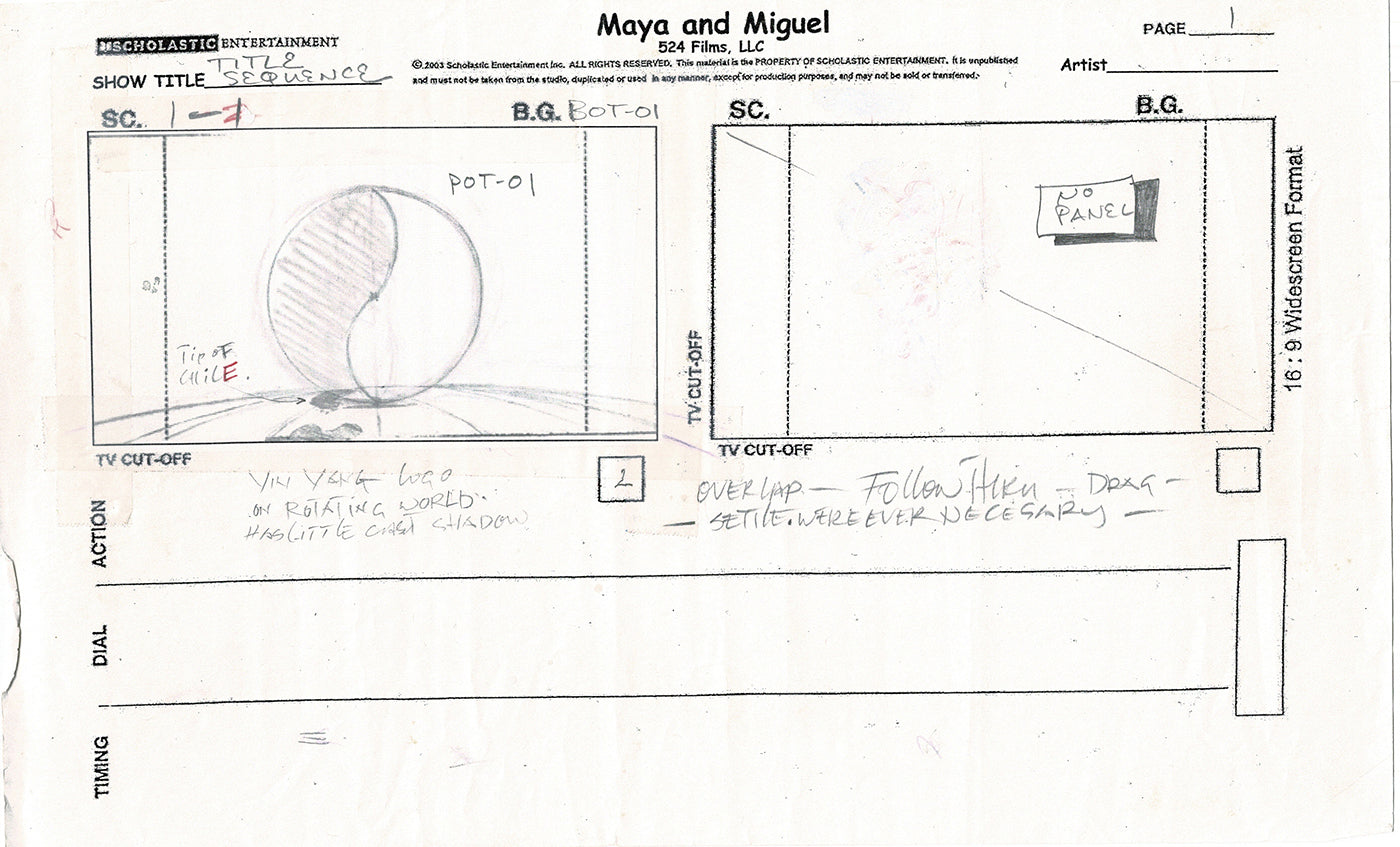 Maya and Miguel OPENING Hand-Drawn Production Animation Storyboard PBS D-6