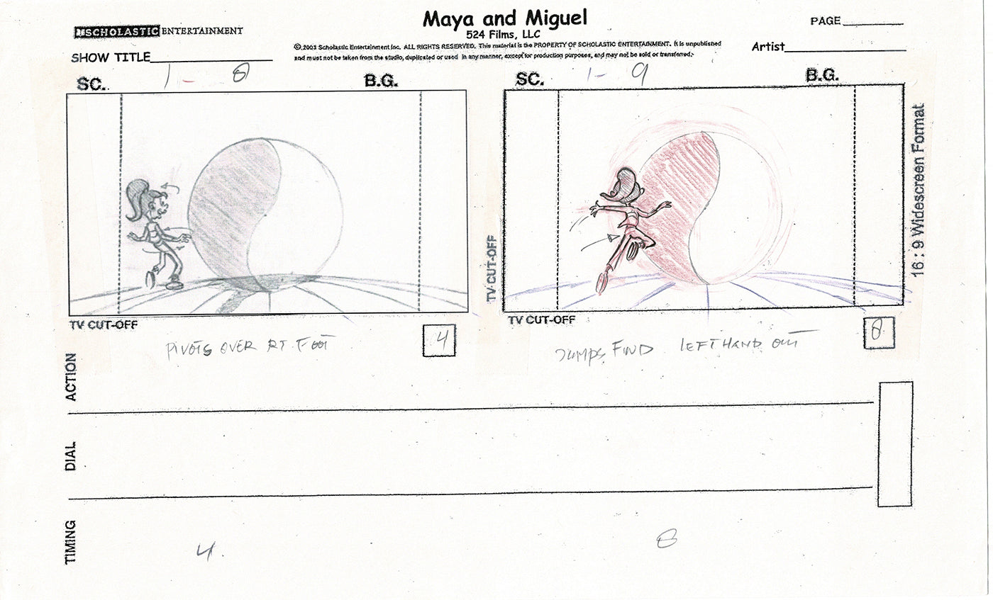 Maya and Miguel OPENING Hand-Drawn Production Animation Storyboard PBS D-10