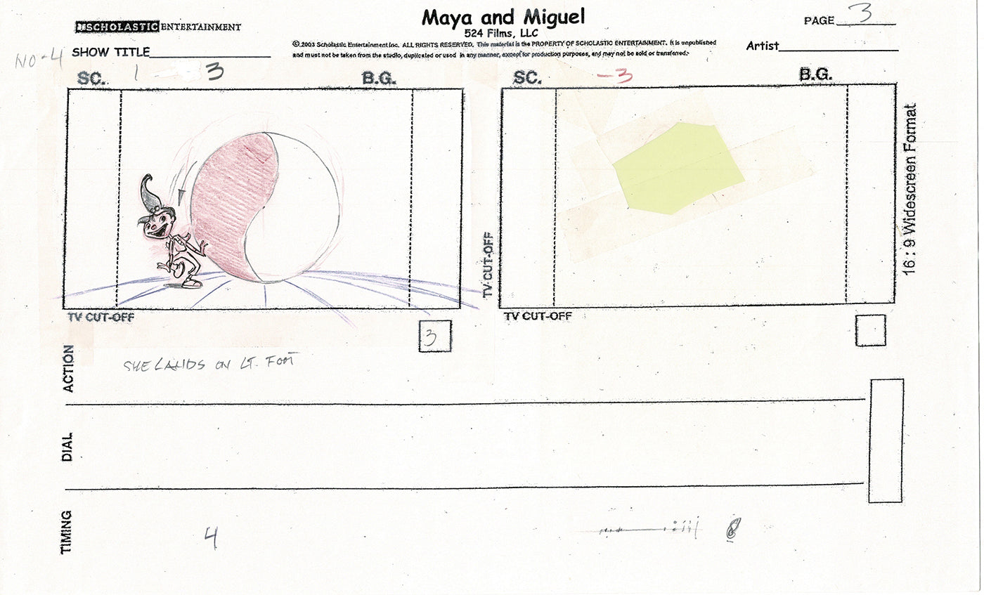 Maya and Miguel OPENING Hand-Drawn Production Animation Storyboard PBS D-17