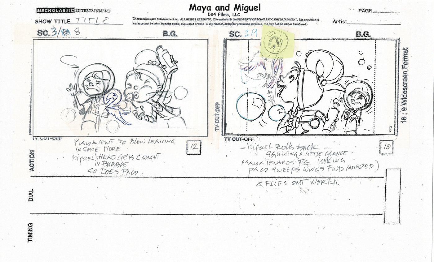 Maya and Miguel OPENING Hand-Drawn Production Animation Storyboard PBS D-18