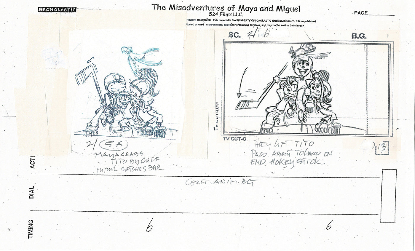 Maya and Miguel OPENING Hand-Drawn Production Animation Storyboard PBS D-19