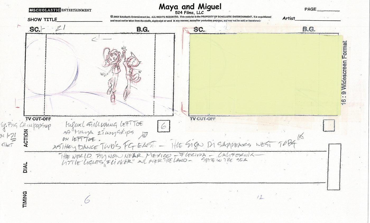 Maya and Miguel OPENING Hand-Drawn Production Animation Storyboard PBS D-21