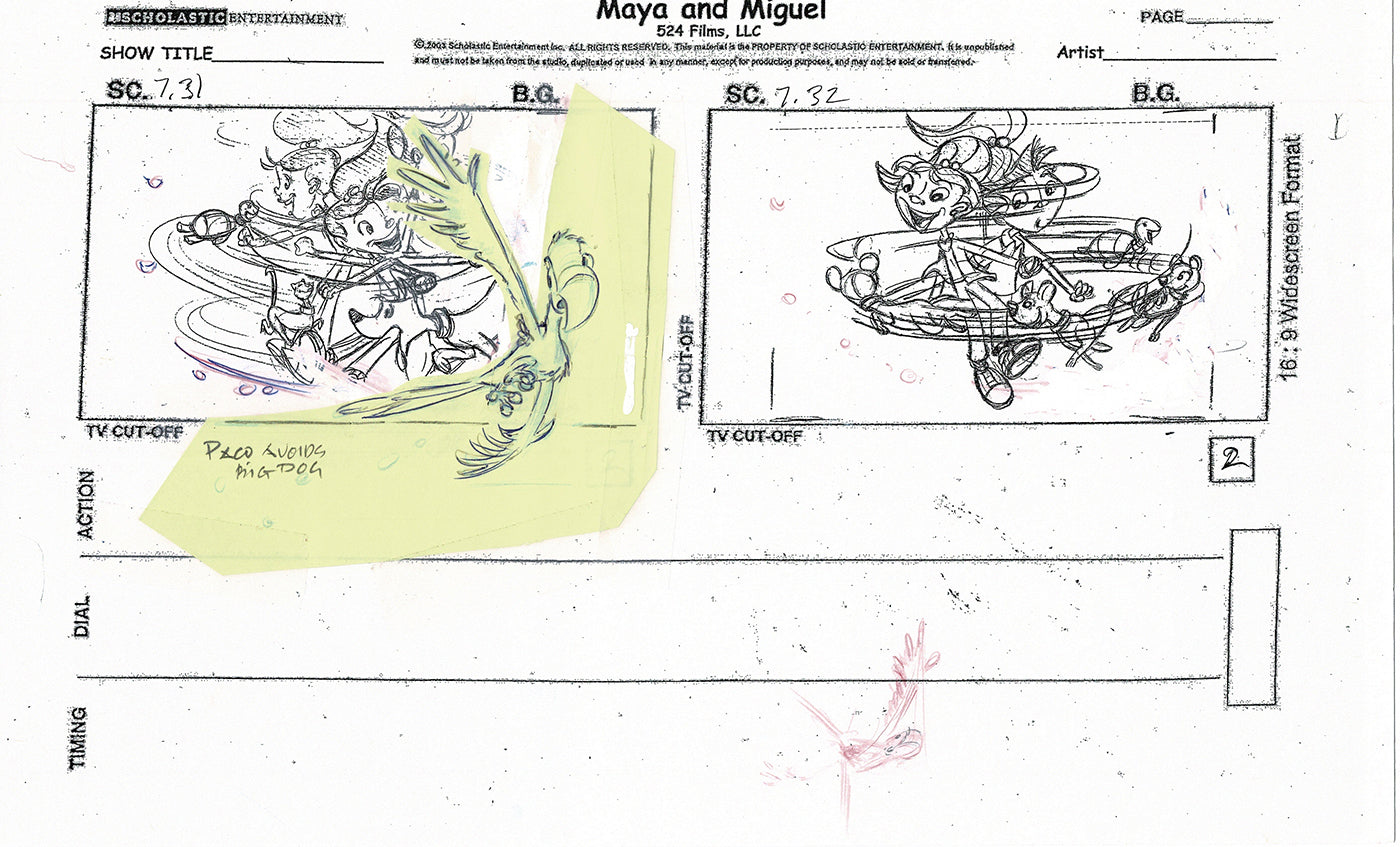 Maya and Miguel OPENING Hand-Drawn Production Animation Storyboard PBS D-24