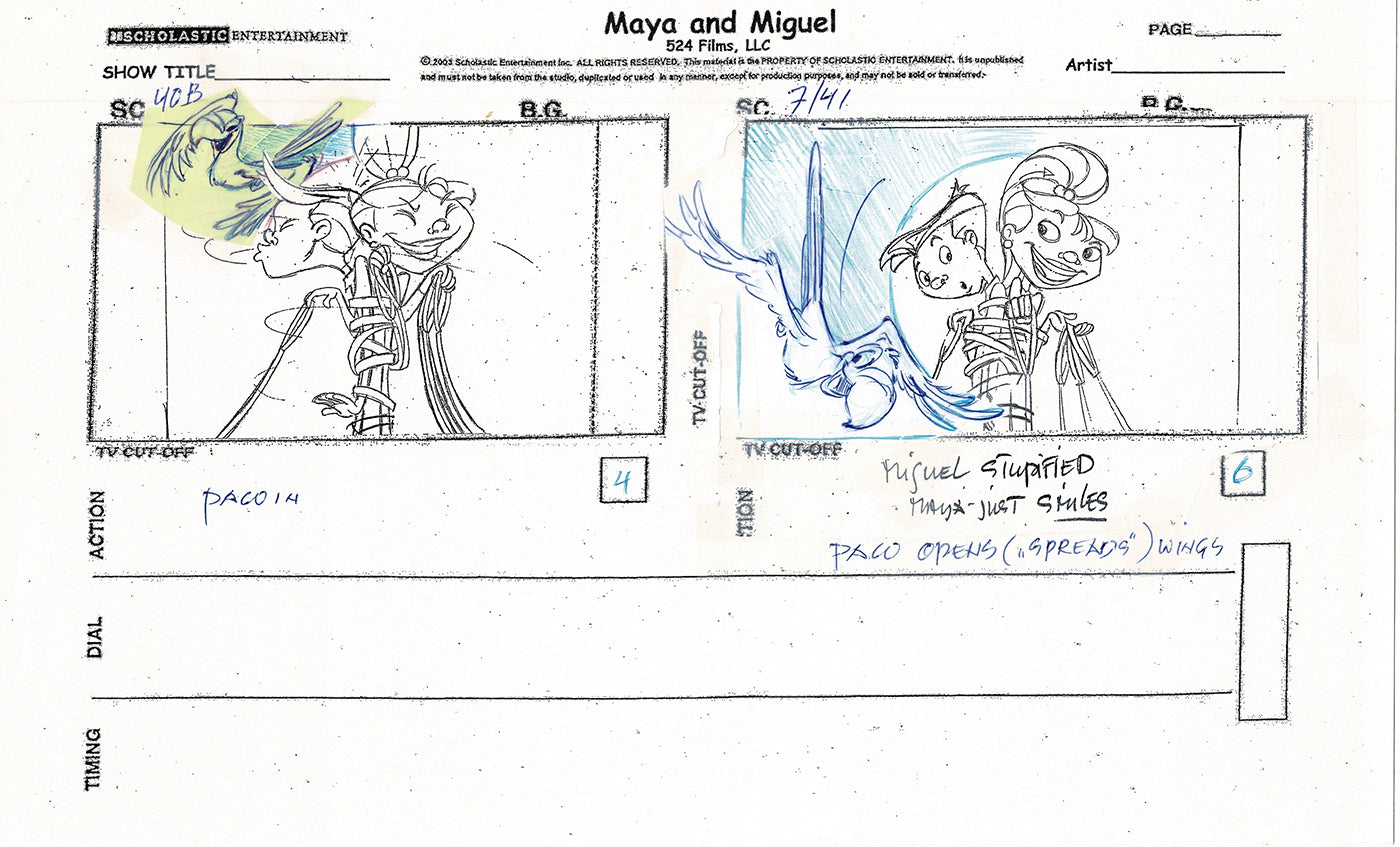 Maya and Miguel OPENING Hand-Drawn Production Animation Storyboard PBS D-26