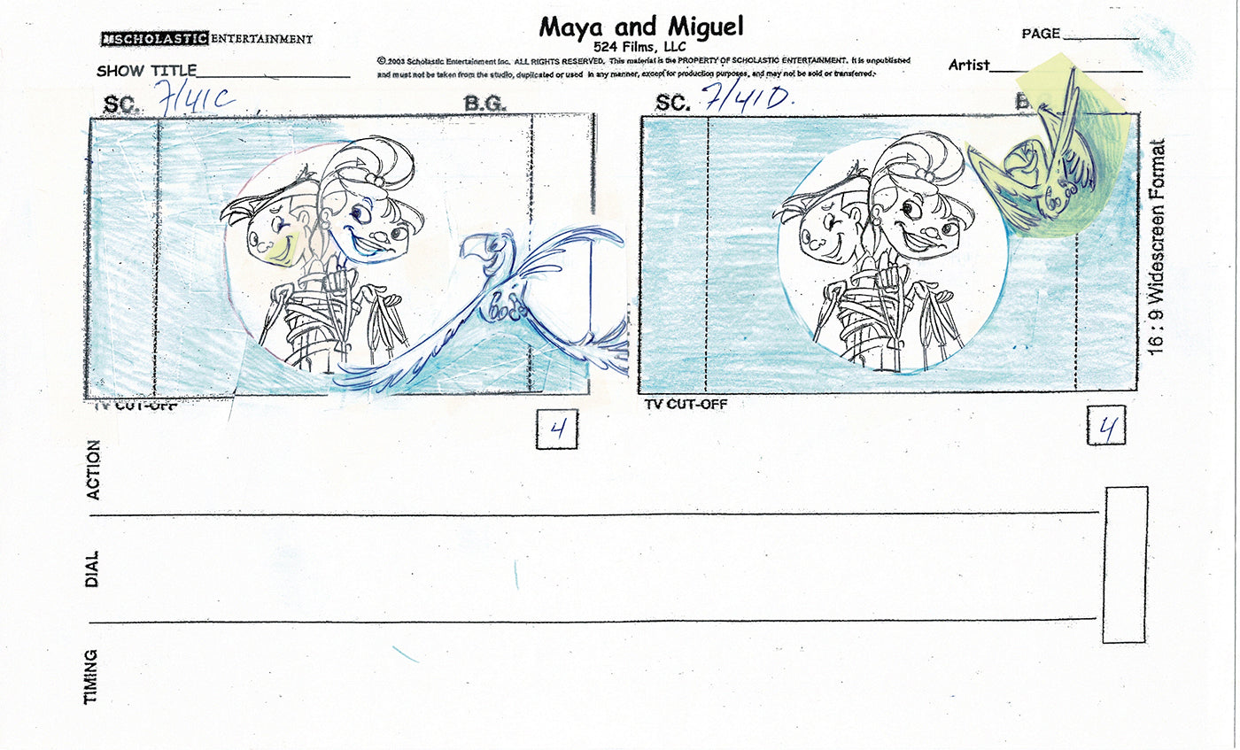 Maya and Miguel OPENING Hand-Drawn Production Animation Storyboard PBS D-27