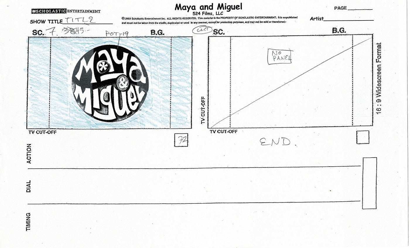 Maya and Miguel OPENING Hand-Drawn Production Animation Storyboard PBS D-28