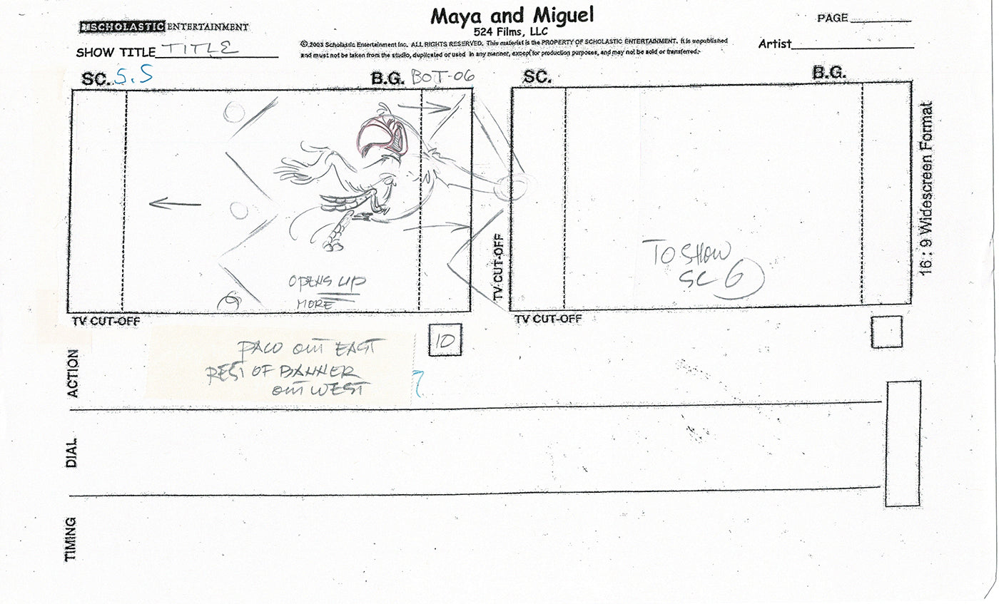 Maya and Miguel OPENING Hand-Drawn Production Animation Storyboard PBS D-30