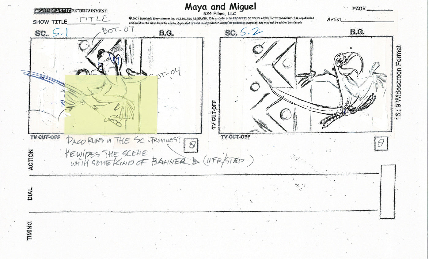Maya and Miguel OPENING Hand-Drawn Production Animation Storyboard PBS D-32