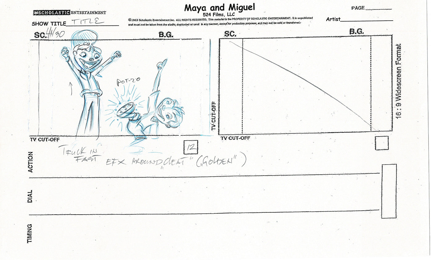 Maya and Miguel OPENING Hand-Drawn Production Animation Storyboard PBS D-34