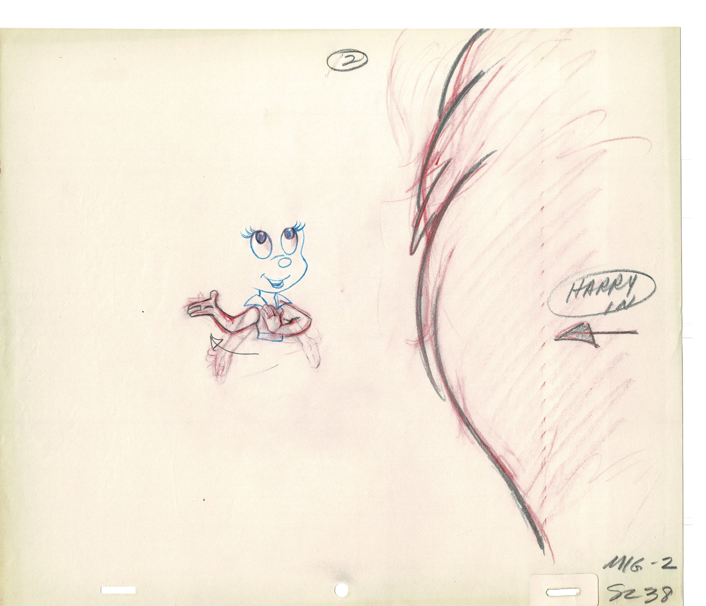 Mighty Mouse 2 LOT of Cartoon Production Animation Cel Drawings from Filmation MD-11
