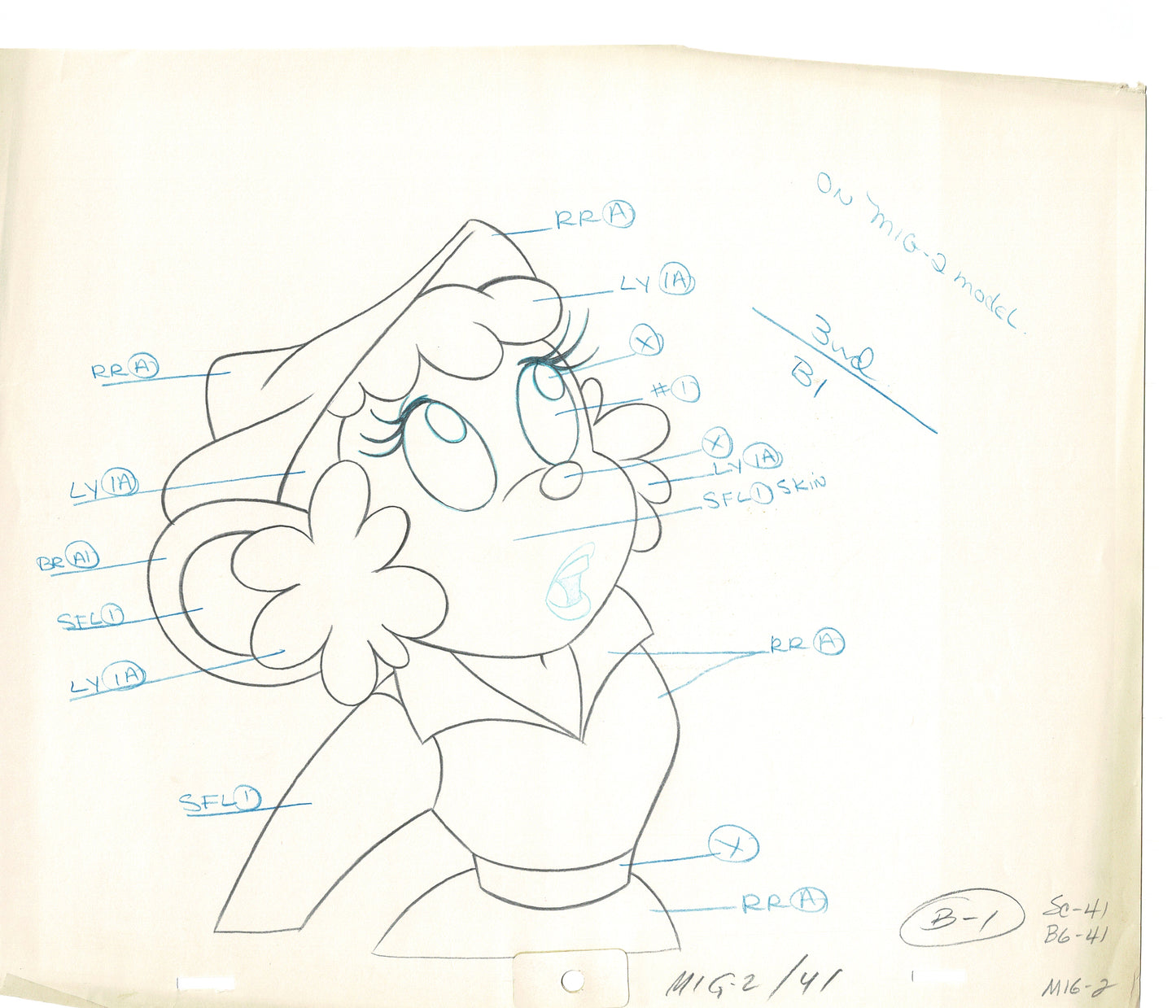 Mighty Mouse 2 LOT of Cartoon Production Animation Cel Drawings from Filmation MD-15