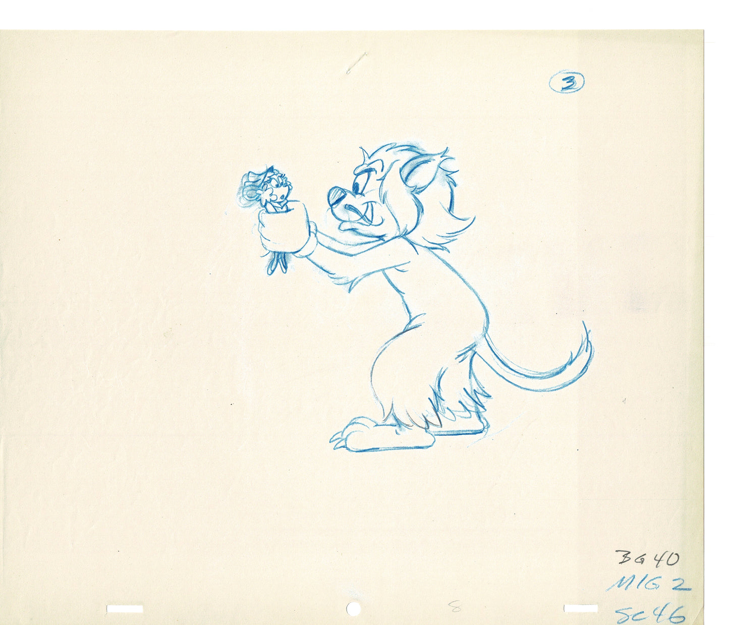 Mighty Mouse 2 LOT of Cartoon Production Animation Cel Drawings from Filmation MD-25