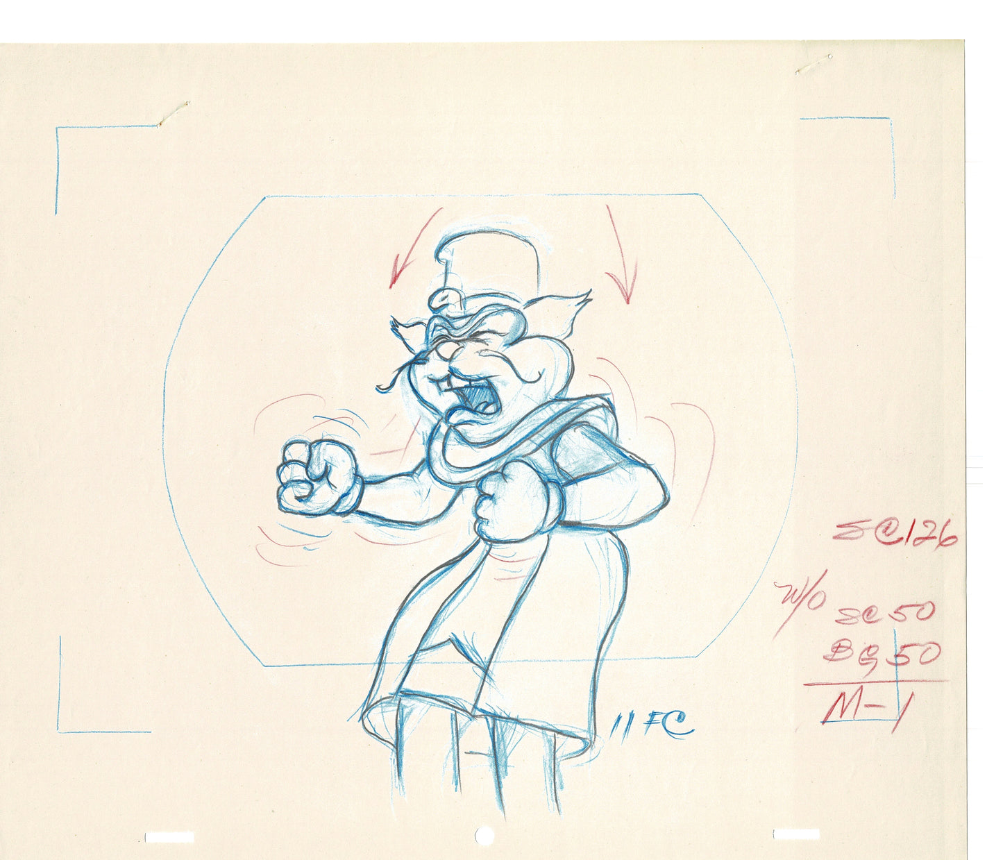 Mighty Mouse 2 LOT of Cartoon Production Animation Cel Drawings from Filmation MD-29