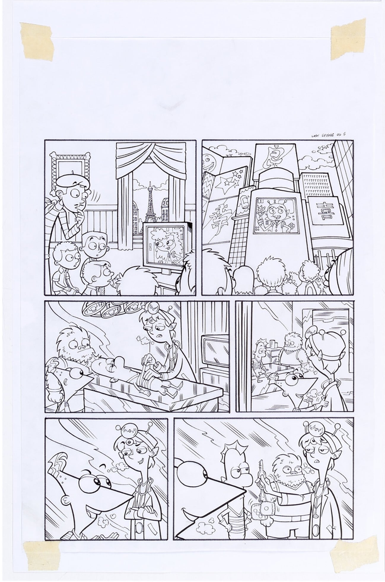 Phineas and Ferb Magazine Page 5 Hand-inked Comic Art Page Disney DeCarlo 2011