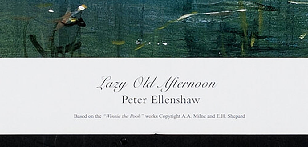 Winnie the Pooh and Piglet Fishing Walt Disney Fine Art Peter Ellenshaw Signed Giclee Print from His Estate "Lazy Old Afternoon"