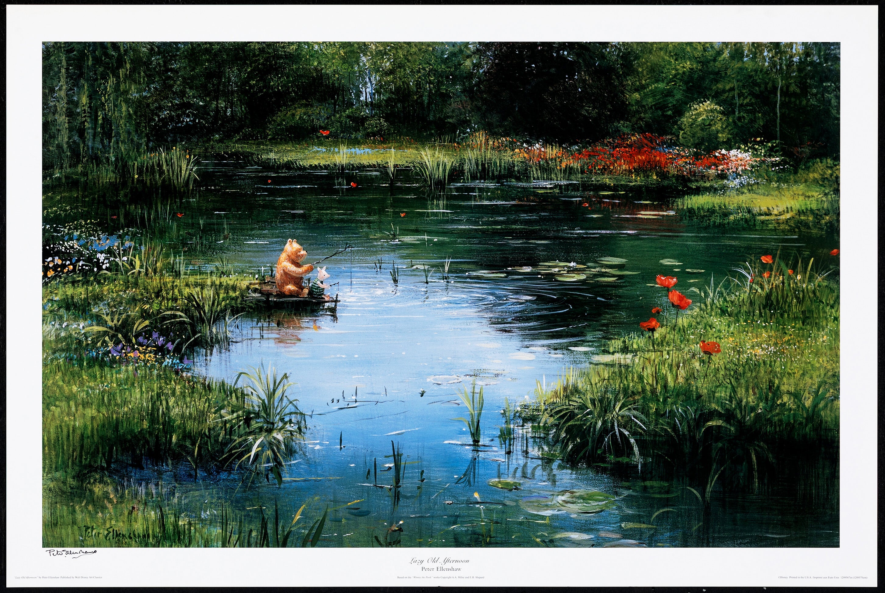 ピーター・エレンショー　絵画　Pooh Fishing with Friends ピーター・エレンショーの『プー フィッシング ウィズ フレンズ』の