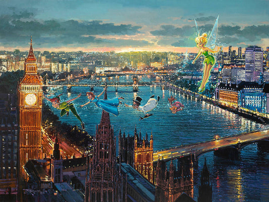 Peter Pan Walt Disney Fine Art Rodel Gonzalez Signed Limited Edition of 30 Print Canvas "Peter Pan In London" PREMIERE Edition