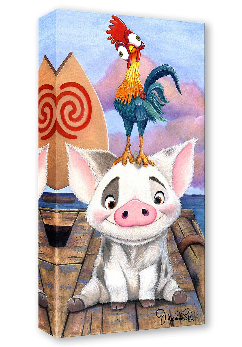 Moana Walt Disney Fine Art Michelle St. Laurent Limited Edition of 1500 Treasures on Canvas Print TOC "Pua and Hei Hei"