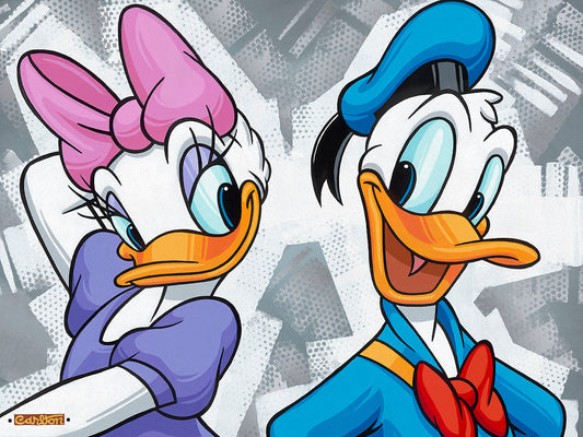 Donald Duck and Daisy Duck Walt Disney Fine Art Trevor Carlton Signed Limited Edition of 95 Print on Canvas "Quite a Couple"