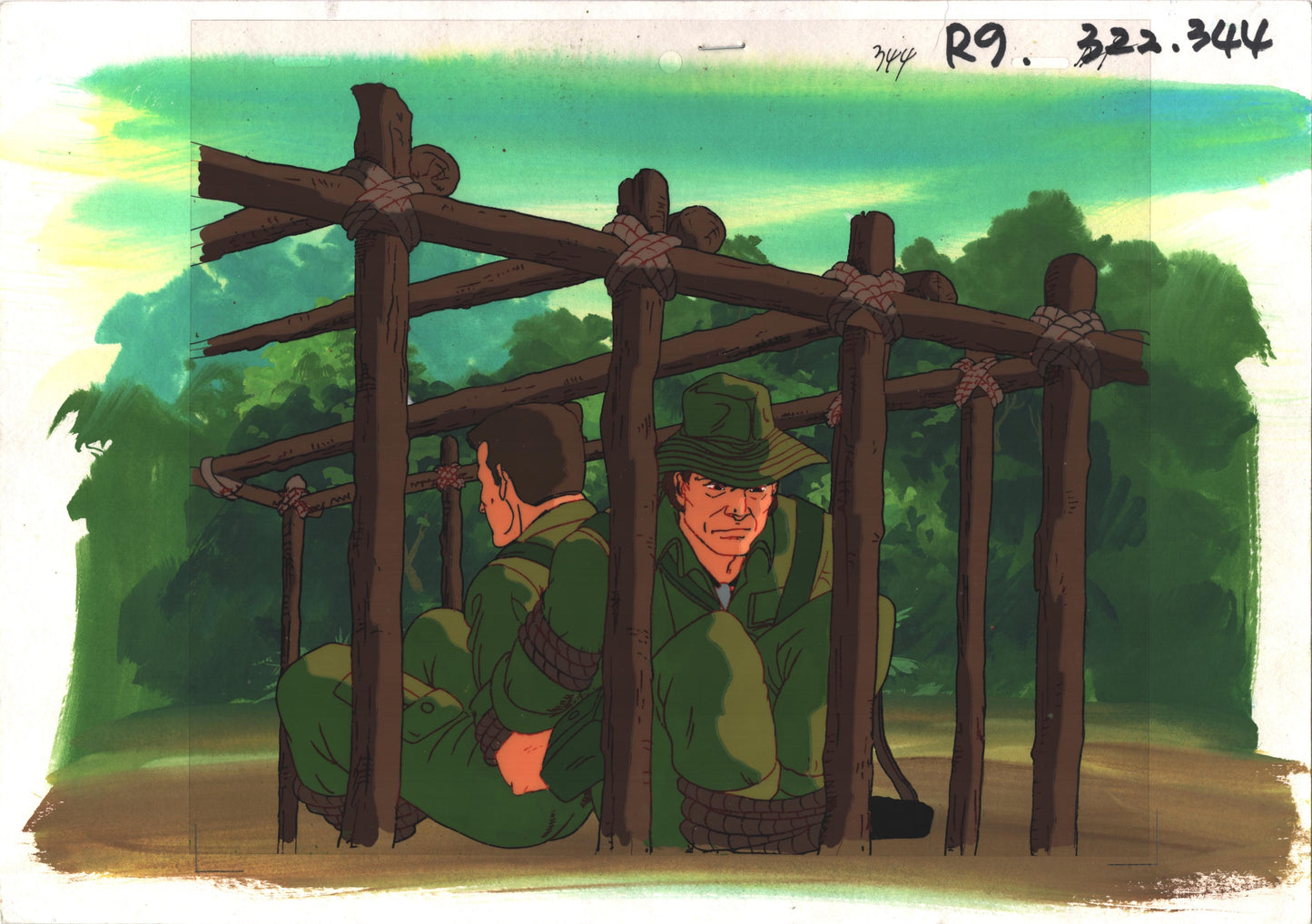 Rambo Original Production Animation Cel n Background OBG Ruby Spears 1986 u-r322