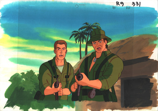 Rambo Original Production Animation Cel n Background OBG Ruby Spears 1986 u-r331
