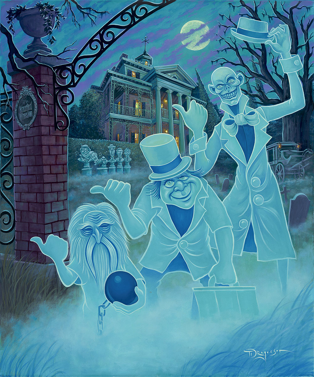 Haunted Mansion Walt Disney Fine Art Tim Rogerson Signed Limited Edition of 195 Print on Canvas "Welcome Foolish Mortals"