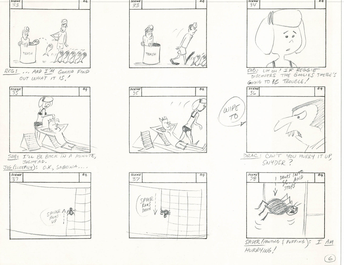 Sabrina The Teenage Witch and Groovie Goolies Storyboard Art Animation Page from Filmation 1970 B-008