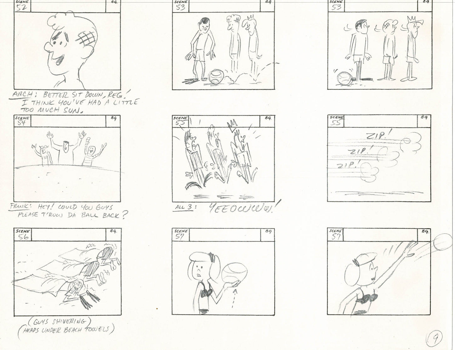 Sabrina The Teenage Witch and Groovie Goolies Storyboard Art Animation Page from Filmation 1970 B-011