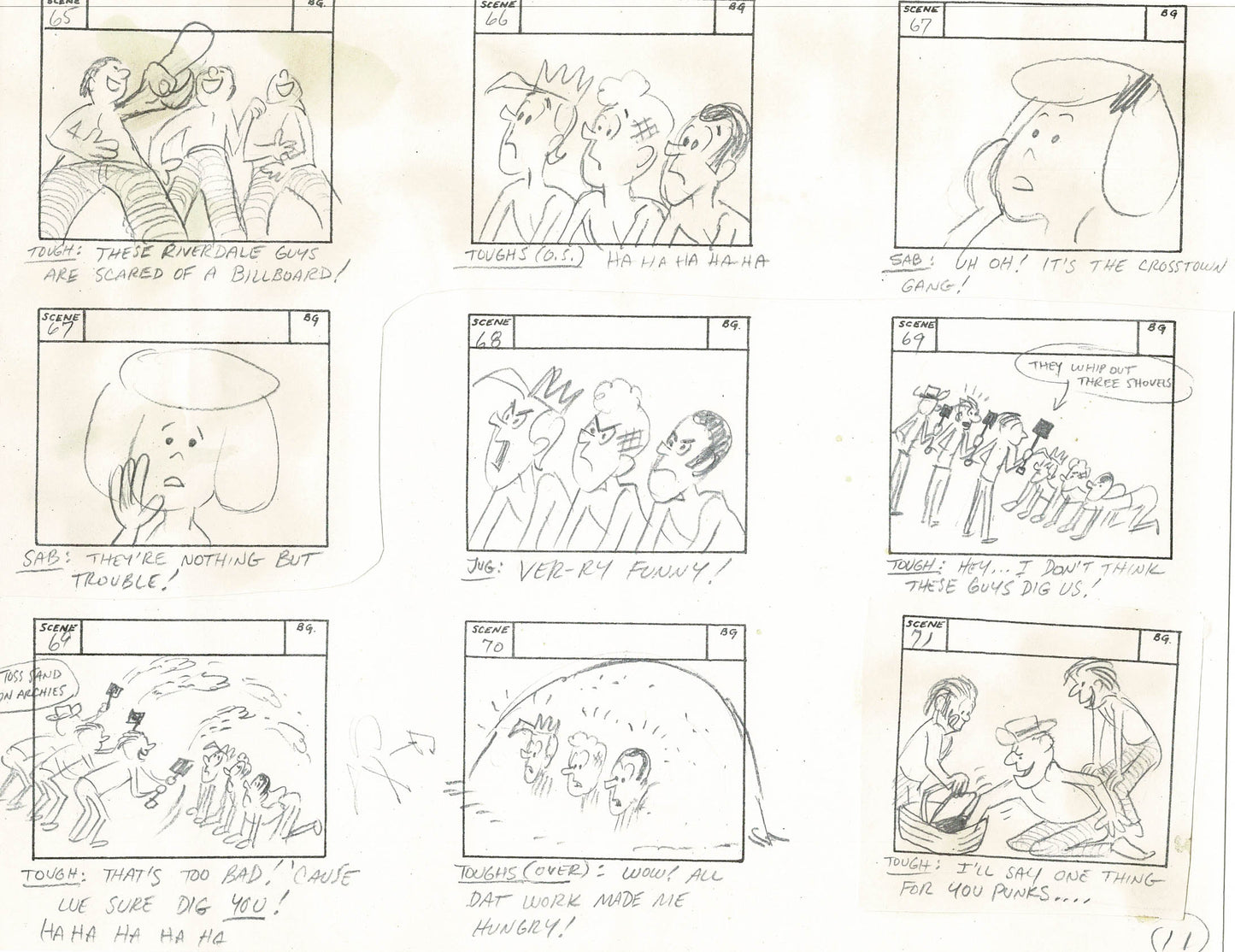Sabrina The Teenage Witch and Groovie Goolies Storyboard Art Animation Page from Filmation 1970 B-013