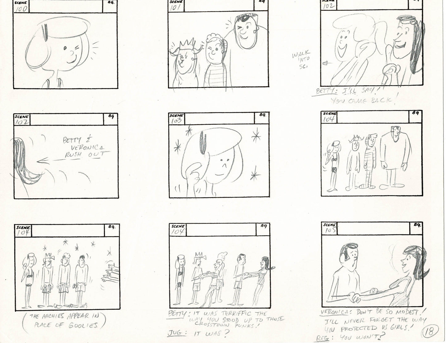 Sabrina The Teenage Witch and Groovie Goolies Storyboard Art Animation Page from Filmation 1970 B-020