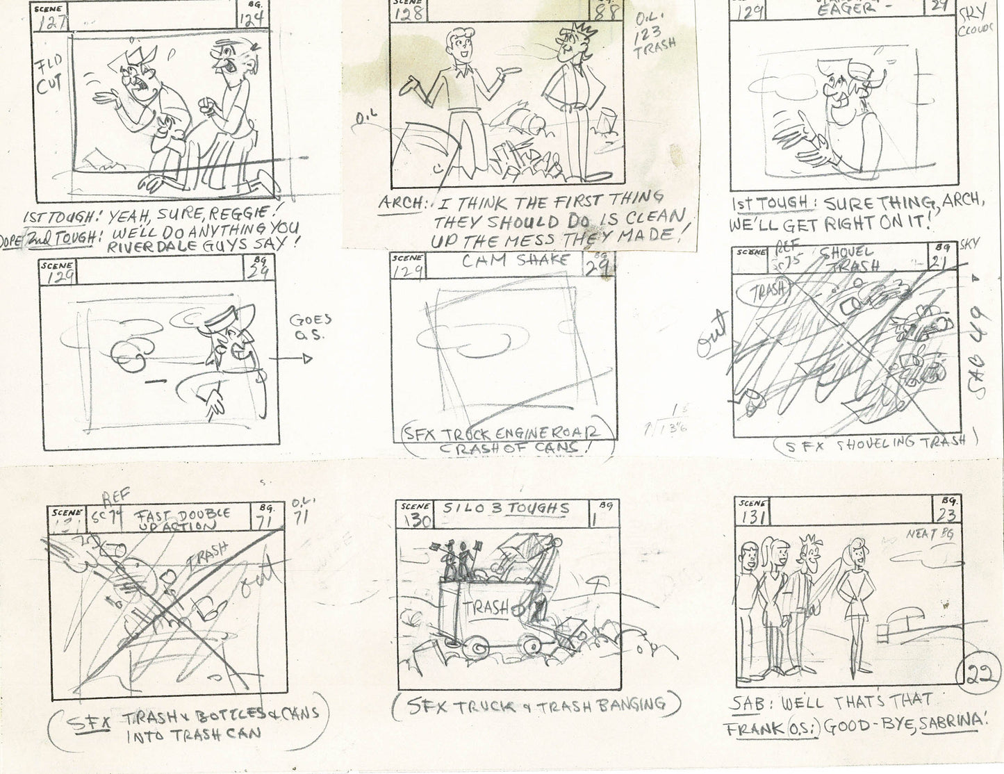 Sabrina The Teenage Witch and Groovie Goolies Storyboard Art Animation Page from Filmation 1970 B-044