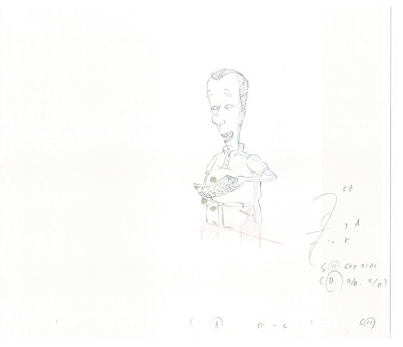 David Spade TWO Cel Drawings from Sammy Production TV Cartoon SNL Alum 2000 AD-07