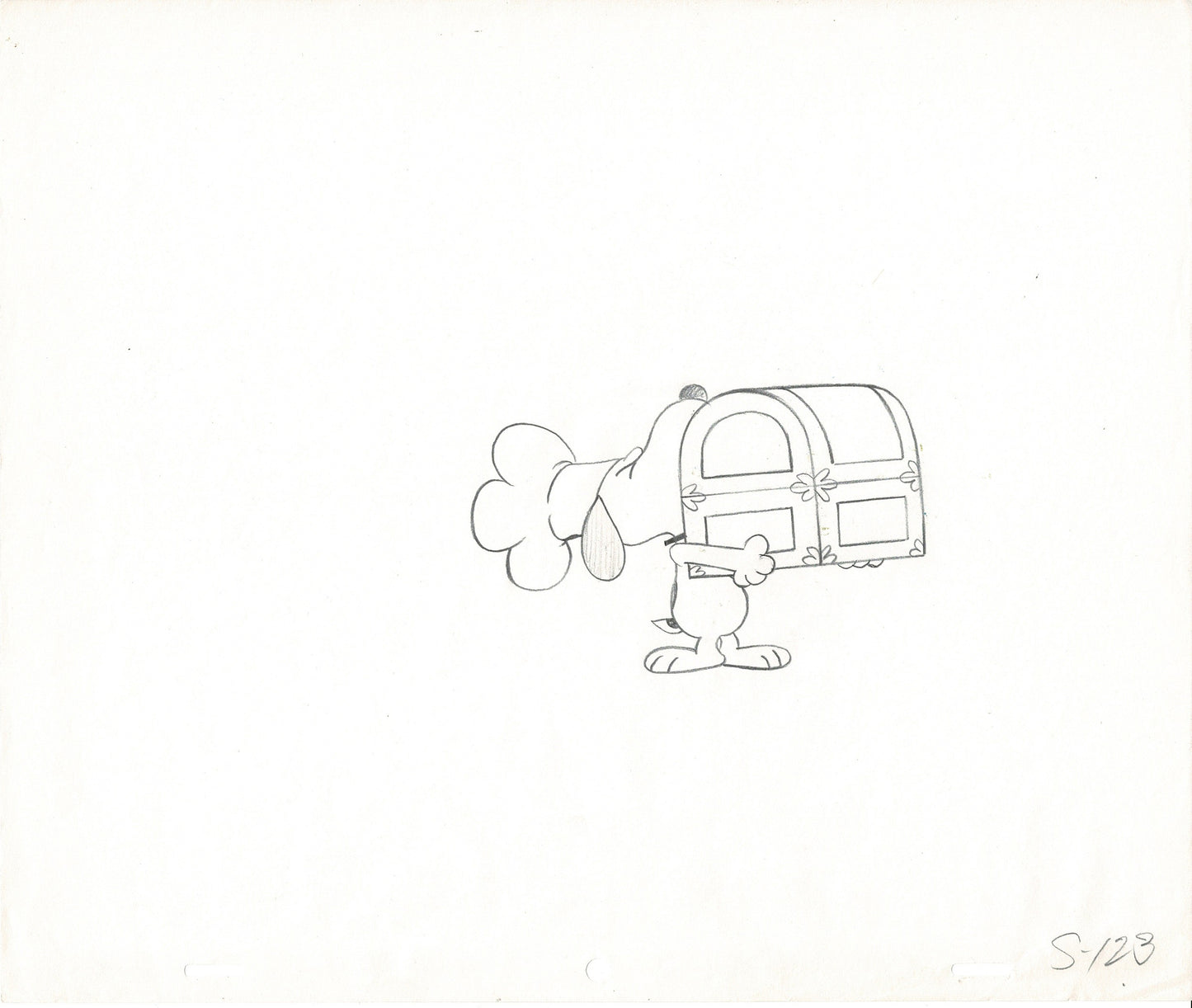 A Charlie Brown Thanksgiving Peanuts Snoopy Production Animation Cel with Drawing 1973 from Charles Schulz Melendez Studio cs
