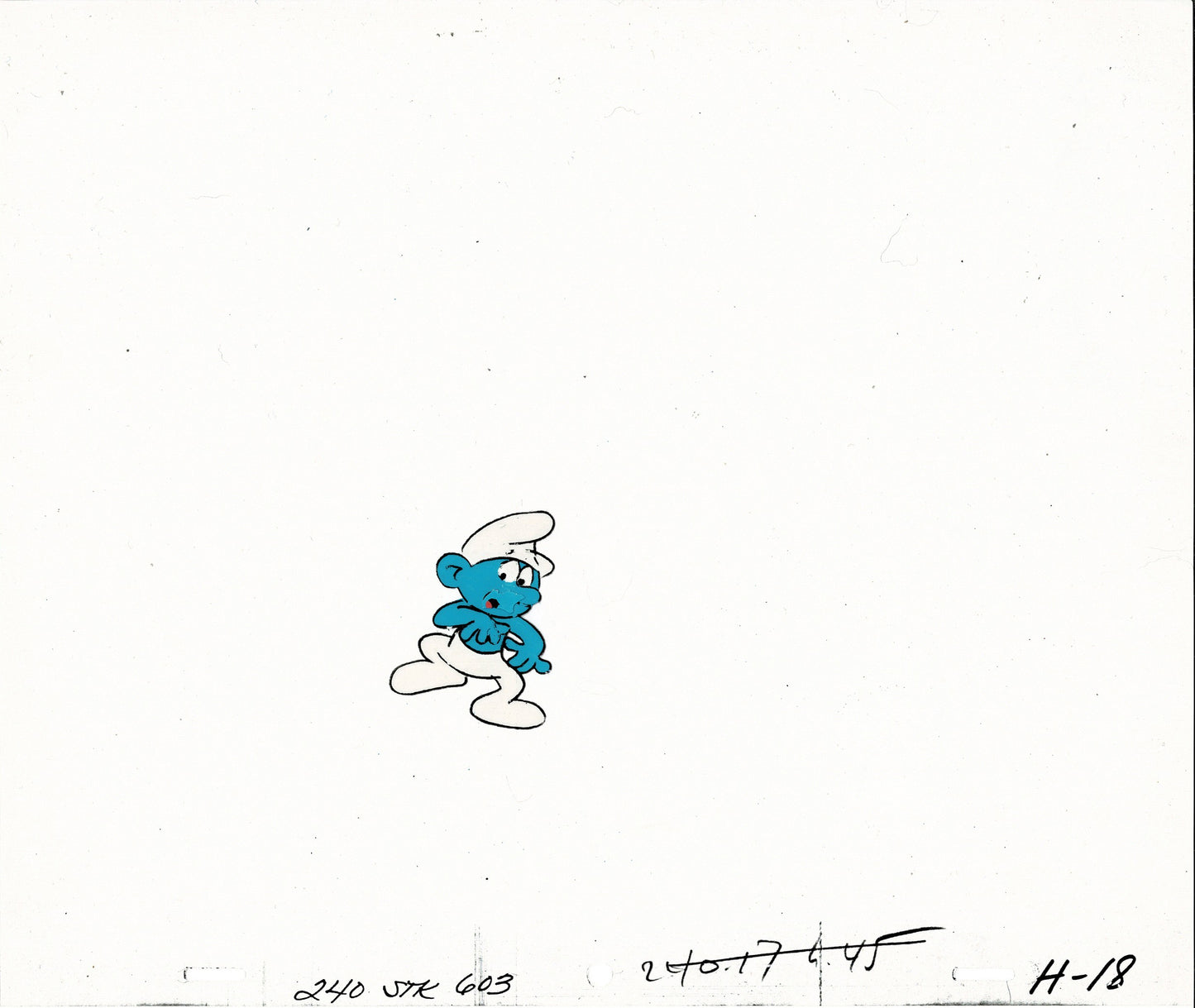 Smurfs Smurf PILOT Grouchy Production Animation Cel Hanna Barbera 1981 See Below