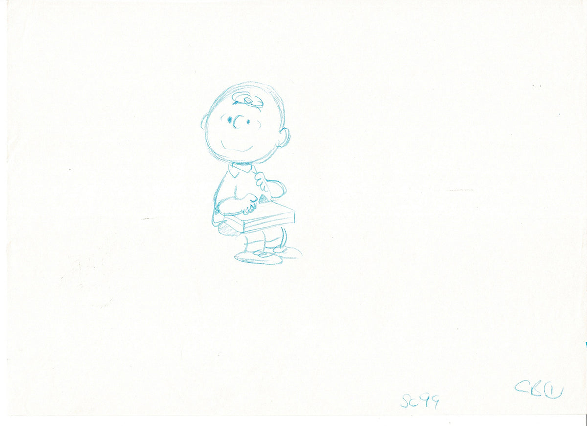 Charlie Brown Be My Valentine Holiday PEANUTS Cel Drawing 1975 Schulz 516