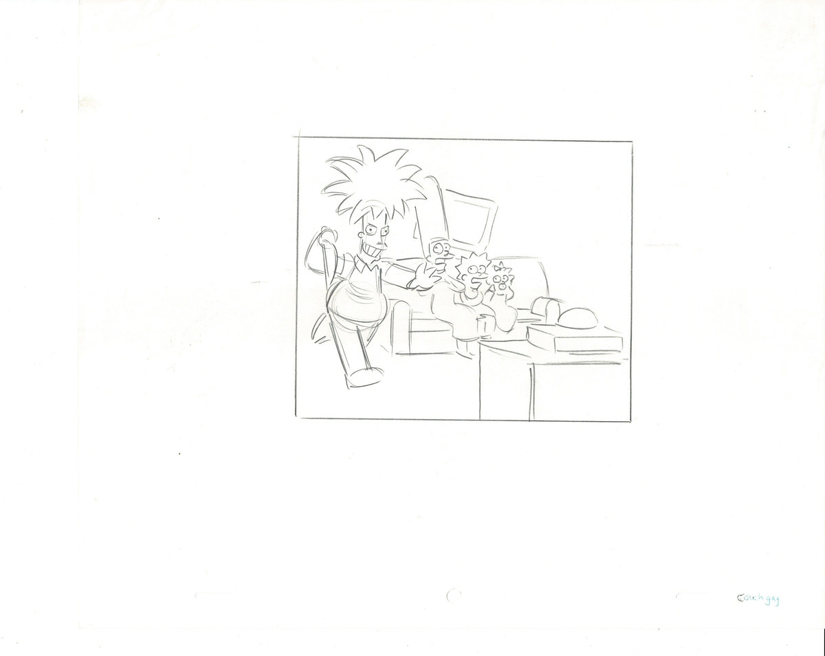 The Simpsons Sideshow Bob Couch Gag Layout Drawing Original Production Animation 2004 Fox DD-001