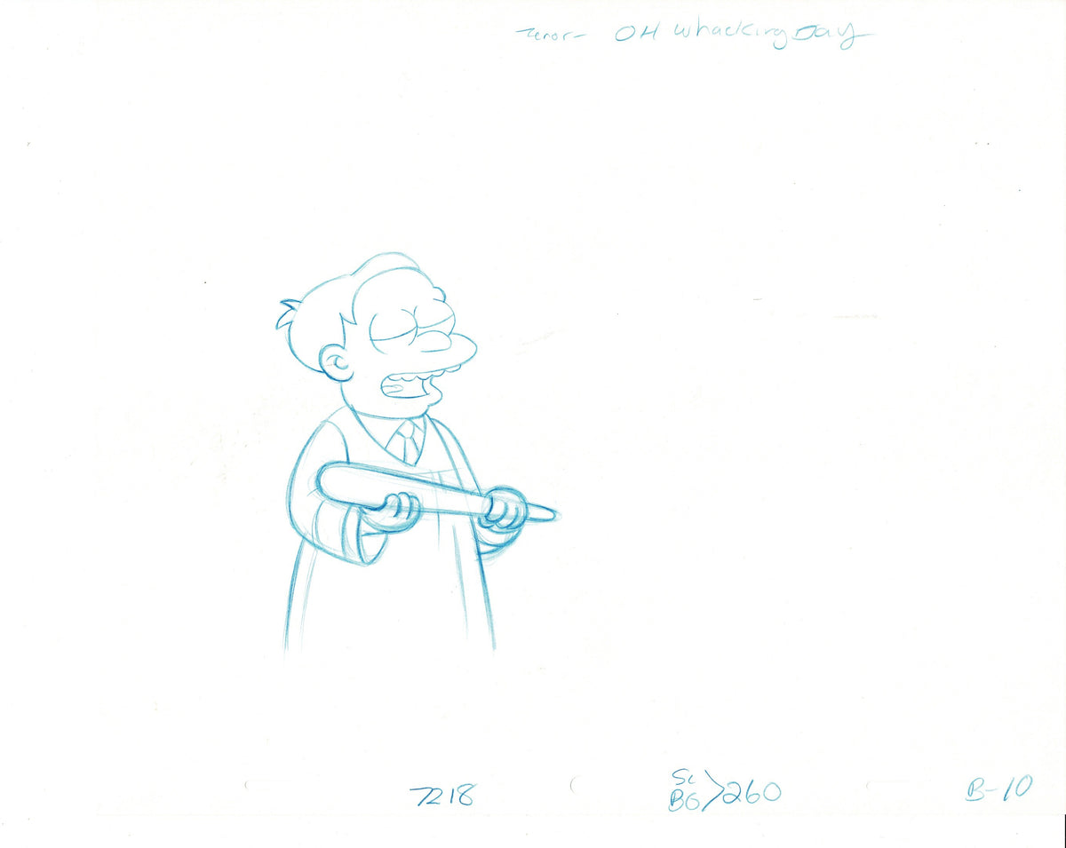 The Simpsons Whacking Day Martin Prince Production Cel Drawing Original Animation 1993 Fox DD-002